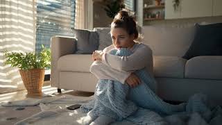 Unhappy Woman Using Mobile Phone While Sitting On The Floor - Upset, Frustrated - Free Stock footage