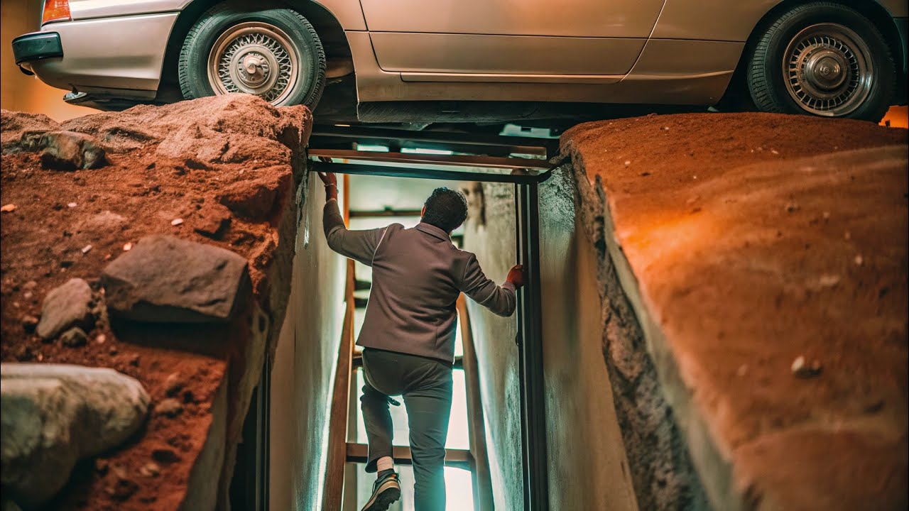 Pretending his car has broken down, the genius commits a robbery