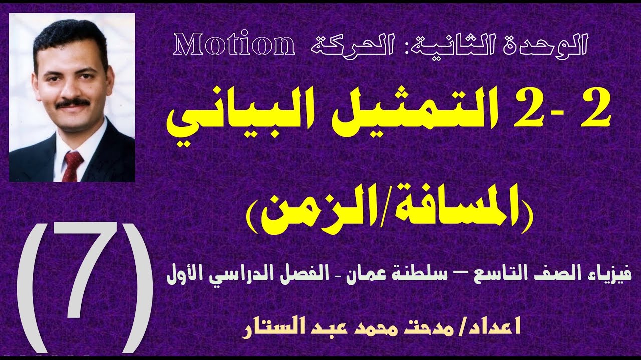 7- الصف التاسع - مادة الفيزياء -  كامبريدج - الوحدة الثانية -  درس -  التمثيل البياني المسافة والزمن