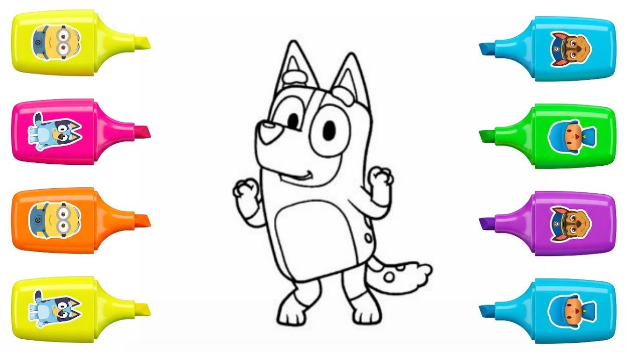 Bluey Drawing and Coloring Tutorial | Step by Step 🖍️🐾 - YouTube