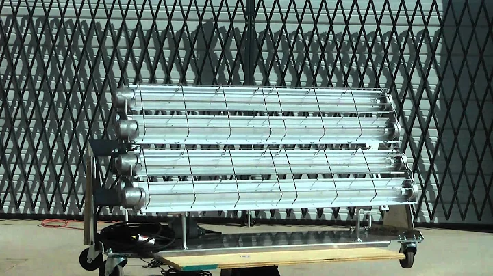 Explosion Proof LED Lights on Cart w/ Wheels - 4 foot, 4 LED lamps - Paint Spray Booth Certified