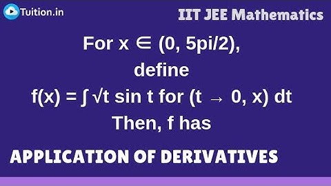 For x ∈ (0, 5pi/2), define f(x) = ∫ √t sin t for (t → 0, x) dt Then, f has ?