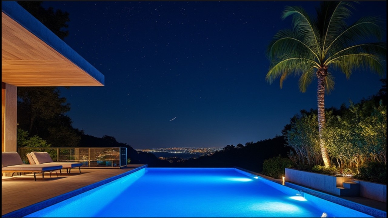 Relax By an Expensive Luxury Pool | Fall Asleep Fast | Summer Night Vibes