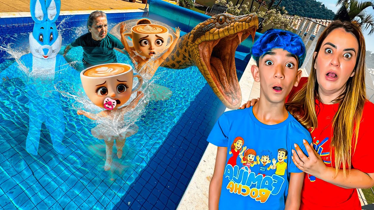 ENCONTRAMOS LA CAPUCHINITA BICHOS E COELHO DENTRO DA NOSSA PISCINA