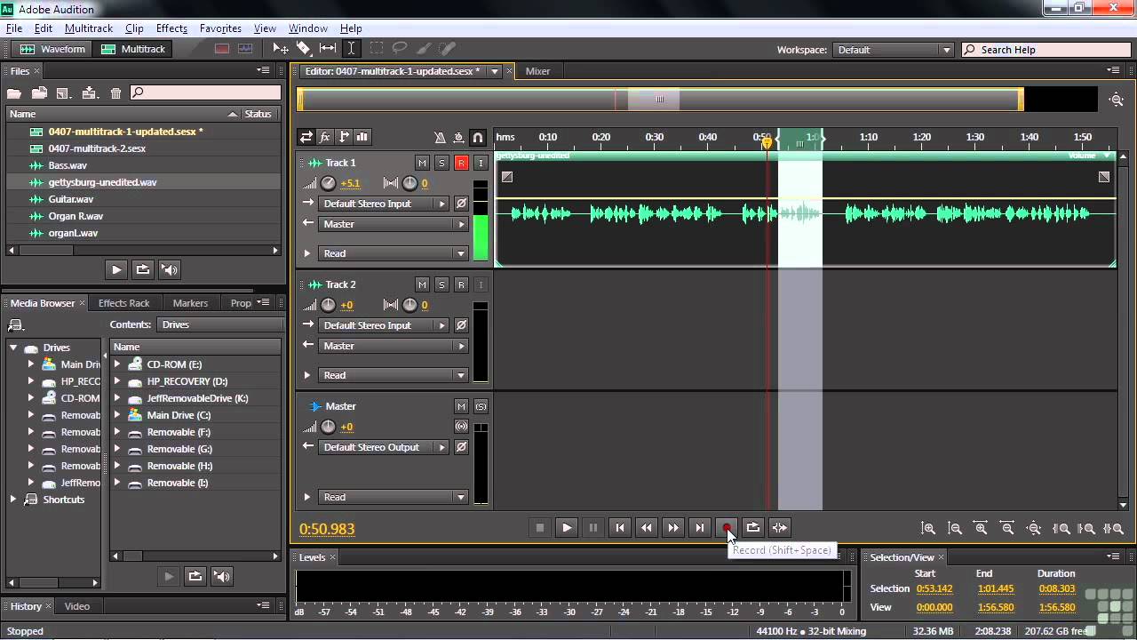 adobe audition cc 2015 record multiple inputs