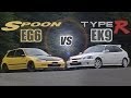 [ENG CC] Spoon Civic EG6 B18C vs. Civic Type R EK9 B16B in Ebisu 1998