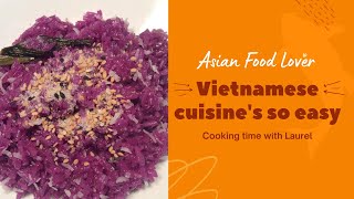 Sweet Glutinous Rice With Magenta Leaf Extract Vietnamese Dessert - Xôi Lá Cẩm