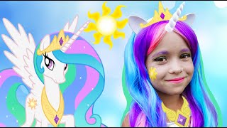 Kids Makeup Sofia Becames A Princess Celestia My Little Pony Dress Up & Plays Dolls