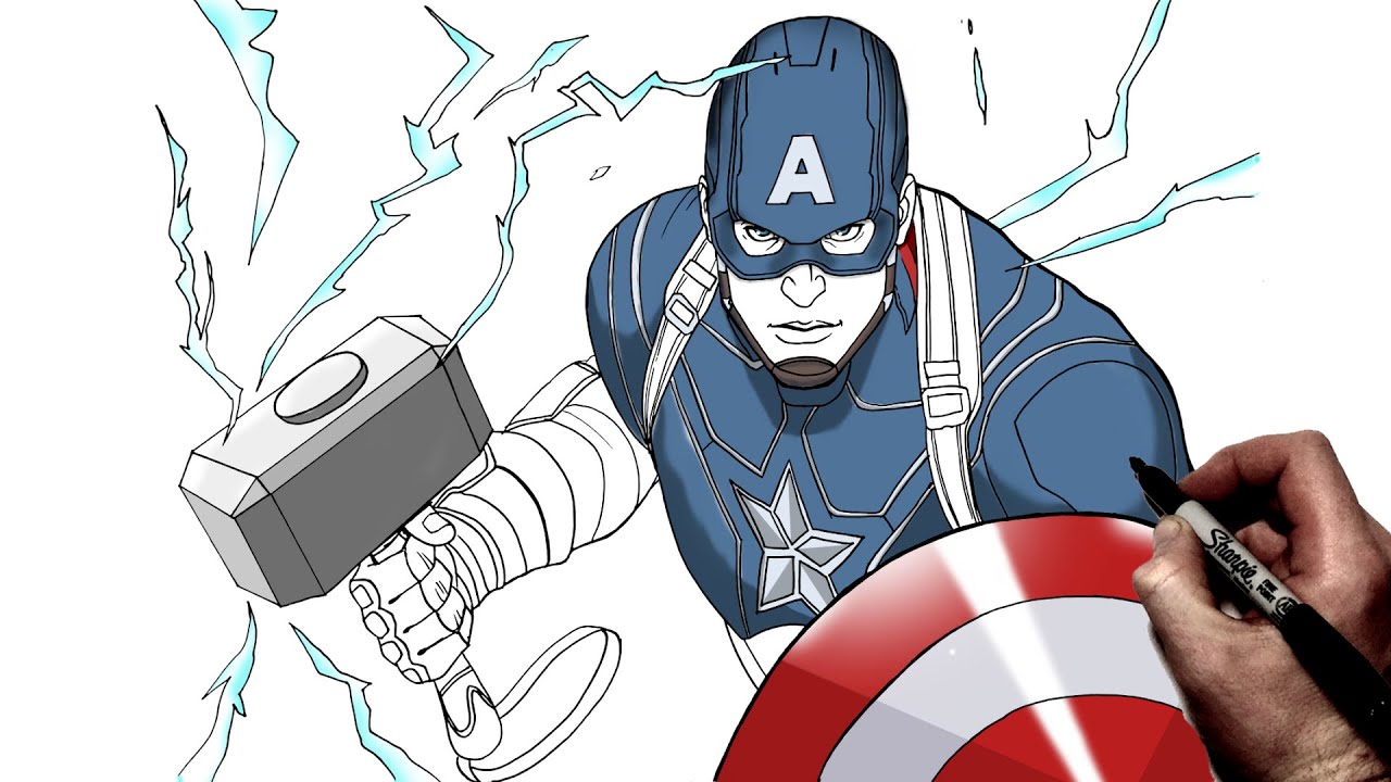 Buy Captain America Drawing Print A4/A3 Artology Online in India - Etsy