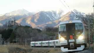 [FHD]74M　E257系モトM-111編成　八ヶ岳バックに長坂カーブを高速通過