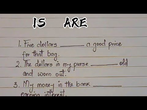 English Grammar Exercise | IS vs ARE | how to use IS or ARE with MONEY ...