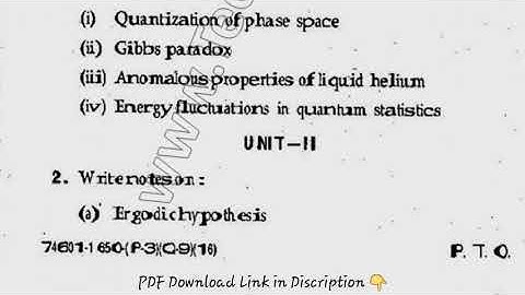 MSc Physics 2nd Sem Statistical Mechanics Question Paper