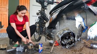 Mechanical Girl Repairs and Restores Electric Motorbike  Replace carburetor for Honda Dream