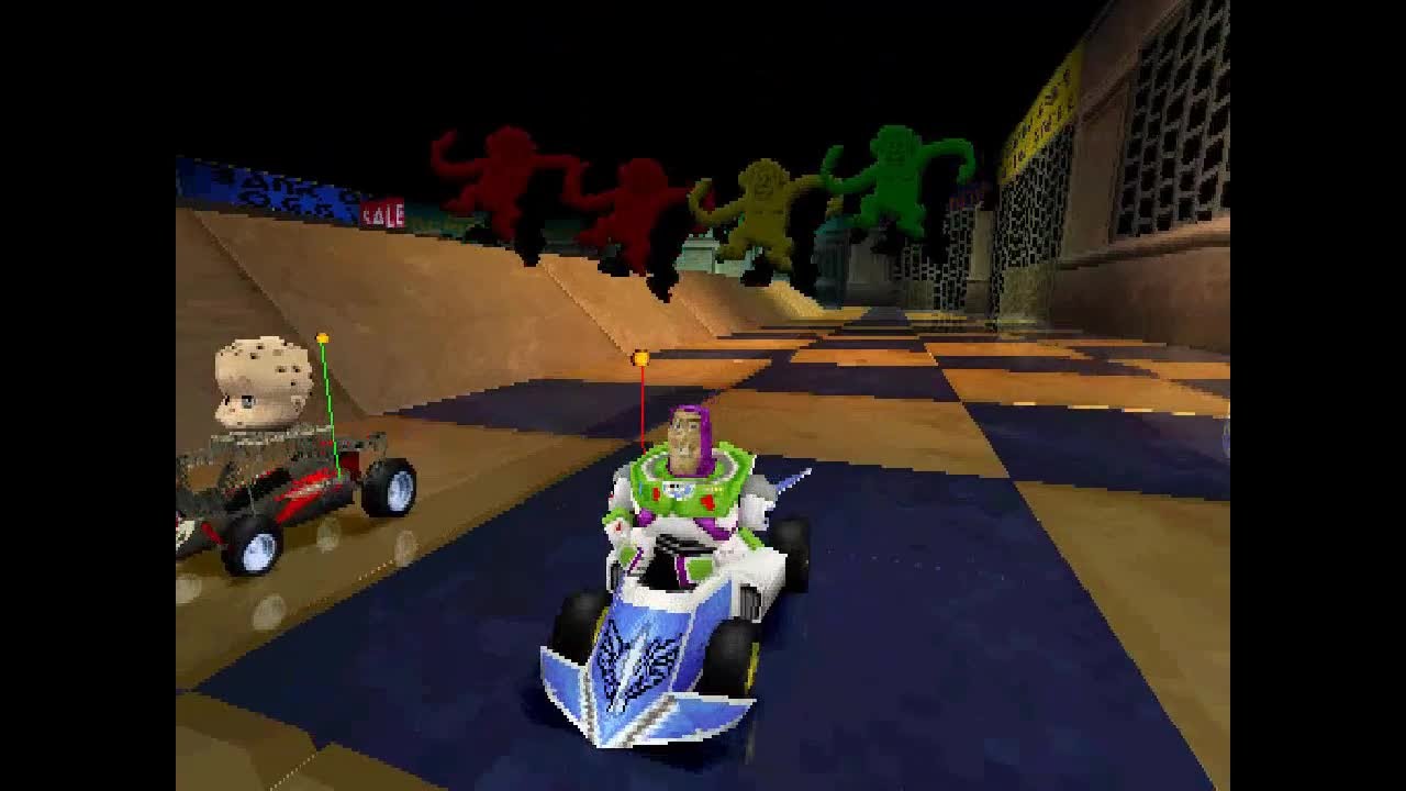 Sugestão de jogo de PS1: Toy Story Racer. Você não tem ideia de quão  divertido é correr nos lugares quando se é pequenininho. É tipo Mario Kart  mas bem mais vertical e