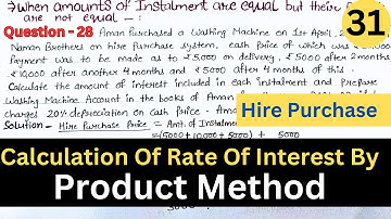 Hire purchase system || Calculation Of Rate Of Interest By Product Method || Explanation & Concepts