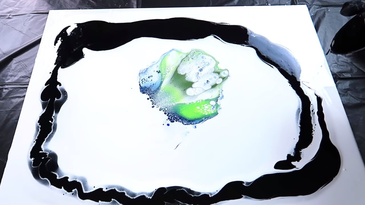 Large Canvas | Negative Space | Acrylic Pouring | Puddle Pour | Fluid Art Technique