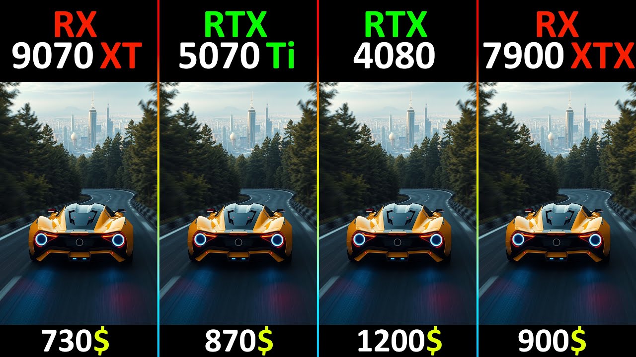 RX 9070 XT vs RTX 5070 Ti vs RTX 4080 vs RX 7900 XTX TEST IN 10 GAMES  - R7-7800X3D -RT DLSS/FSR