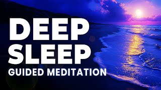 Deep Sleep Guided Beach Meditation (1 Hour) | Fall Asleep Fast with Ocean Waves & Affirmations