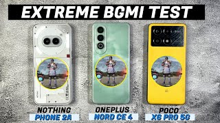 OnePlus Nord CE 4 vs Nothing Phone 2a vs Poco X6 Pro Pubg Test 🔥 OnePlus ka Kamal 😲