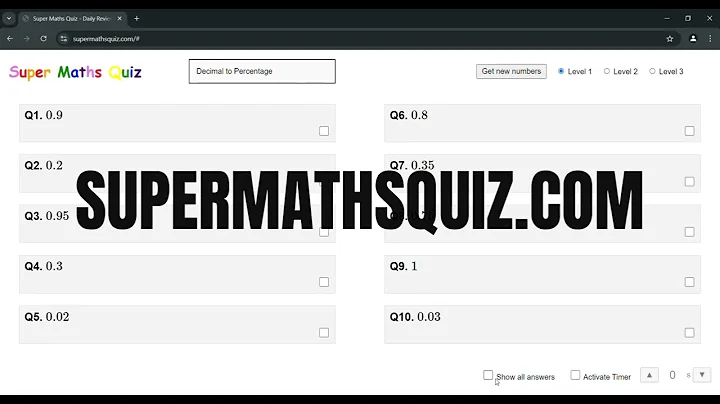 Super Maths Quiz: Converting Decimals to Pecentages (Daily Review)