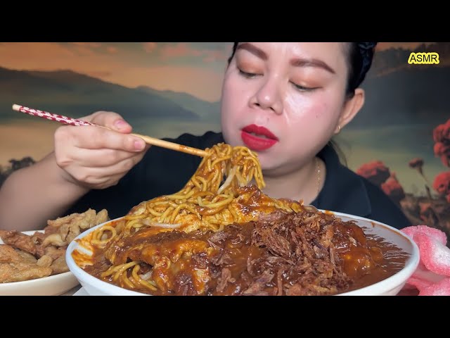 mie kuah kacang merah pedas telur dadar jamur krispi MUKBANG 