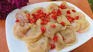 Вареники с клубникой🍓 ||Ароматное летнее блюдо!!!