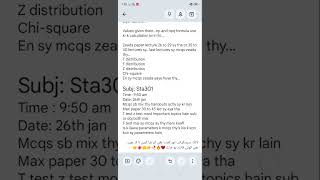 sta301 final term current paper 2026,today vu uni 2026 final term sta301 #education #exam