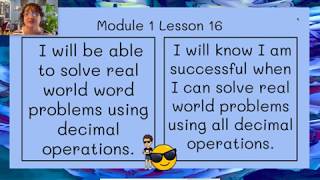 Celebrity Module 1 Lesson 16   Word Problems with Decimals Profile