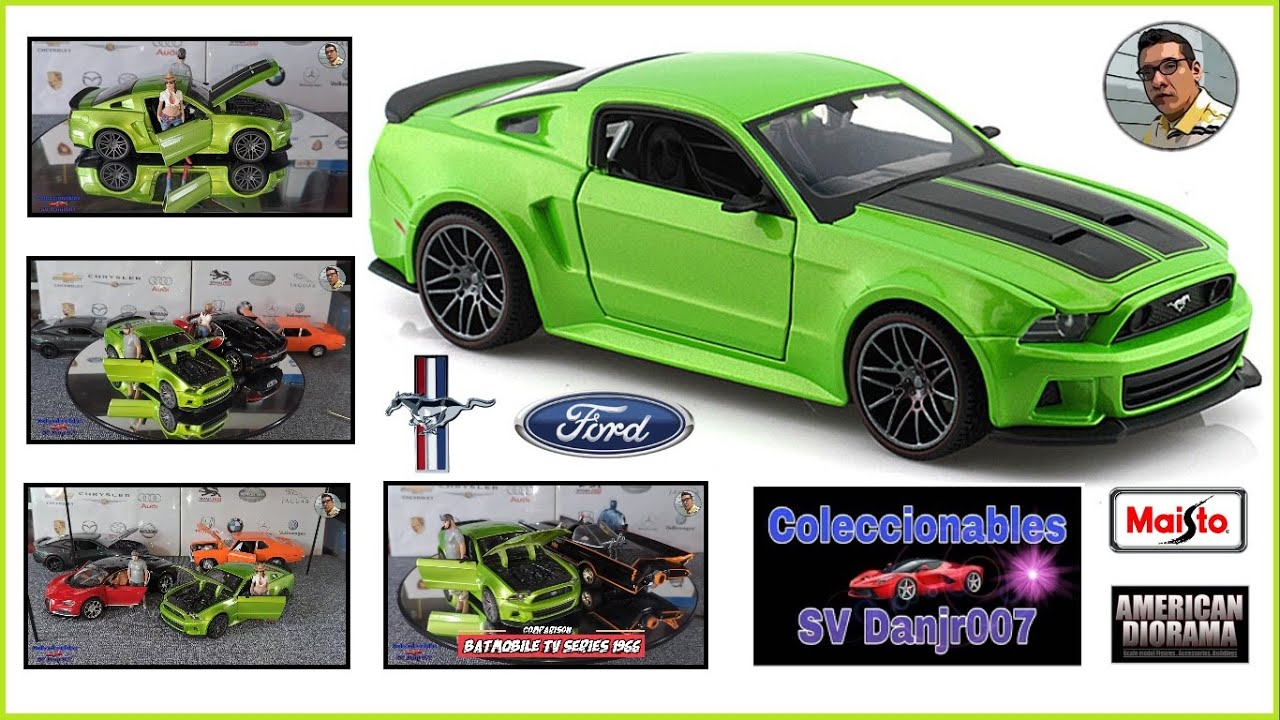 Maisto Modèle Miniature Ford Mustang Street Racer 2014 - Échelle 1/24, Couleur Aléatoire (Blanc/Vert), 30 Cm - 5