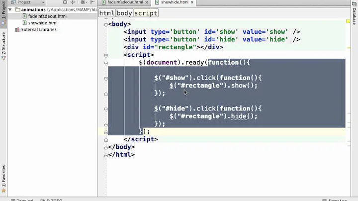 The jQuery show and hide Functions