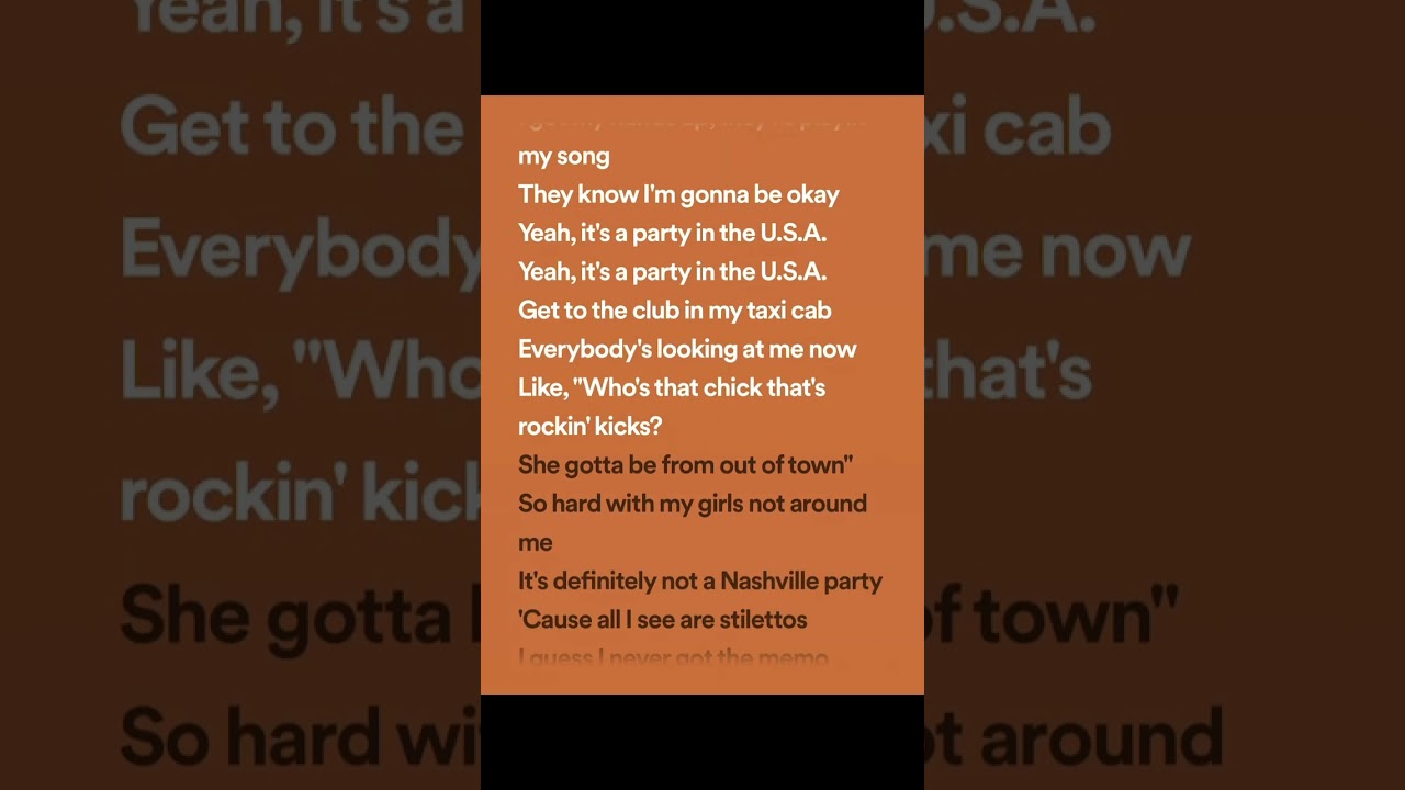 Miley cyrus - Party in the U.S.A (lyrics spotify version)
