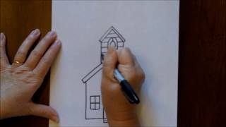 draw schoolhouse easy drawing tutorial