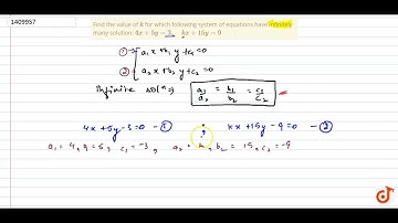 Find the value of  ltmath gt  ltmi gtk lt/mi gt  lt/math gt for which following    system of e