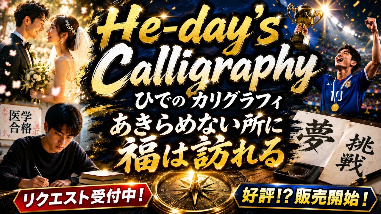 Never give up! And God will help you. あきらめない所に福は訪れる　|ひで・He-dayのカリグラフィ・日本の名言で学ぶ幸運の秘訣
