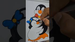 Cute Penguin Coloring Tutorial 🐧🎨 | Easy Drawing & Coloring for Beginners