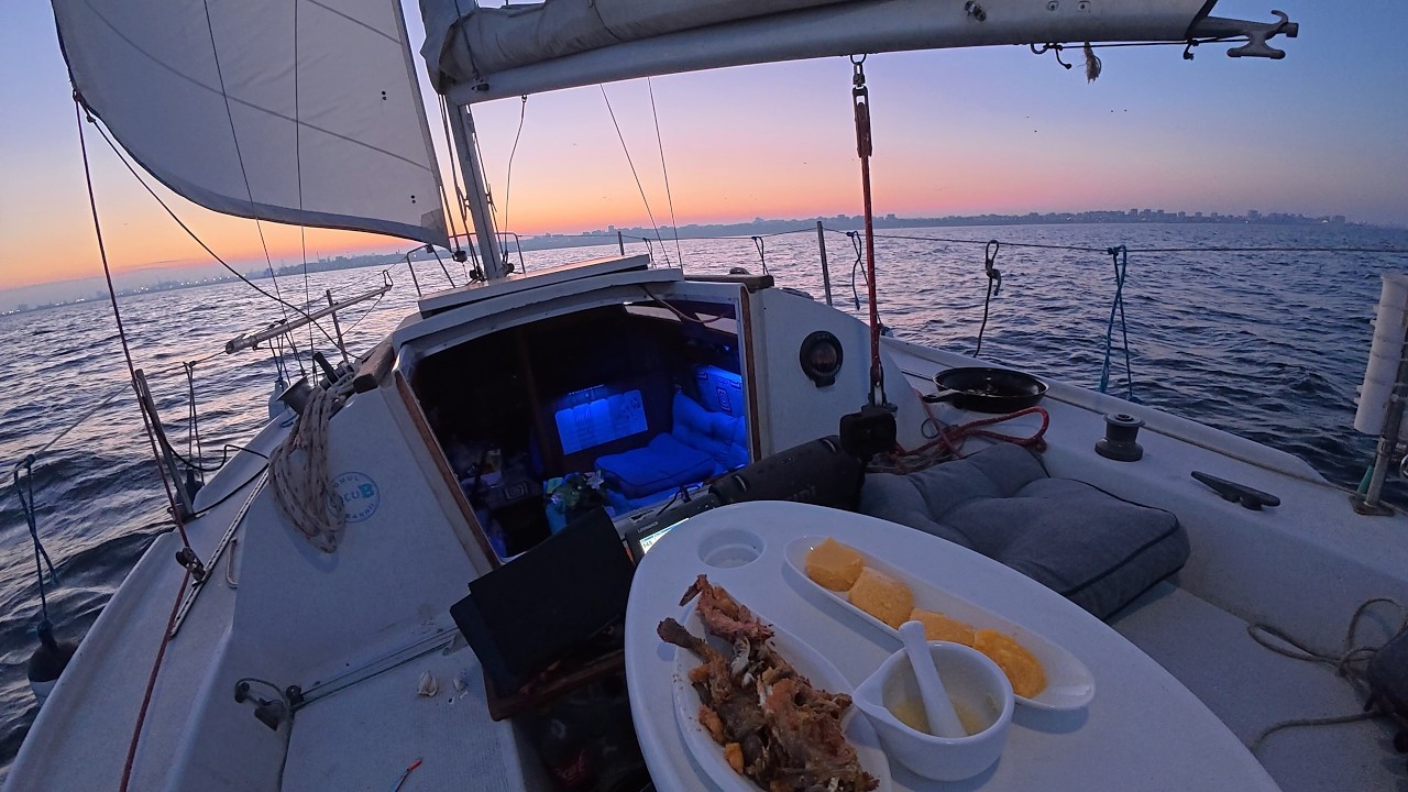 Mămăligă cu guvizi La întoarcerea spre portul Tomis.