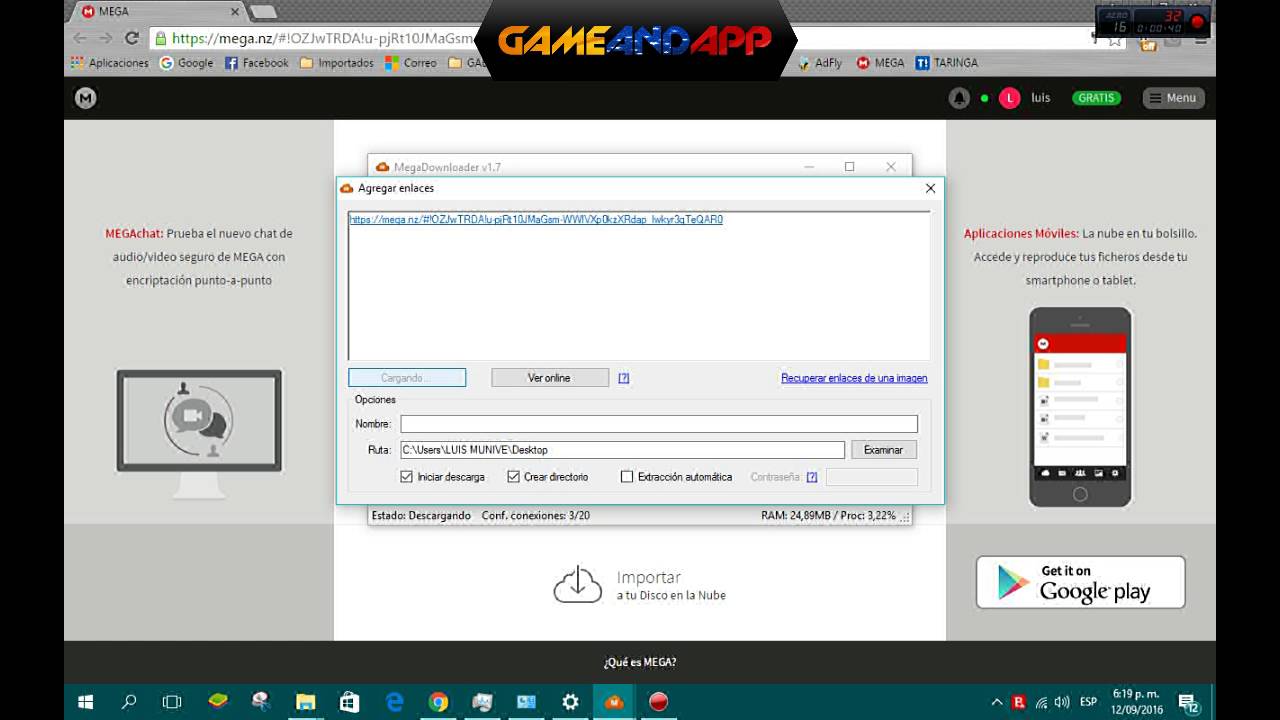 Descargar de MEGA sin limites - MegaDownloader - gameandapp - YouTube