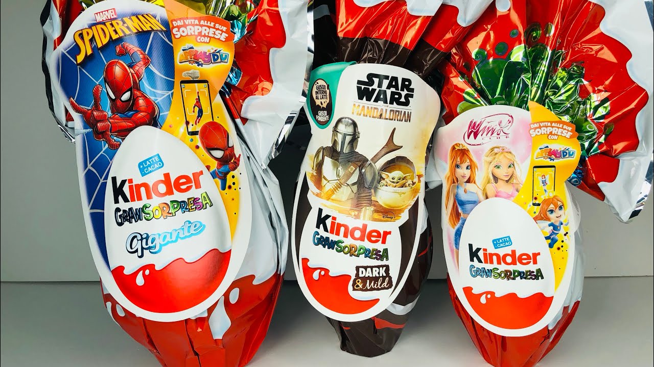 Пасхальные Киндеры из Италии 2023 Kinder GRANSORPRESA 23 Kinder Surprise Spider Man, Star Wars, WINX