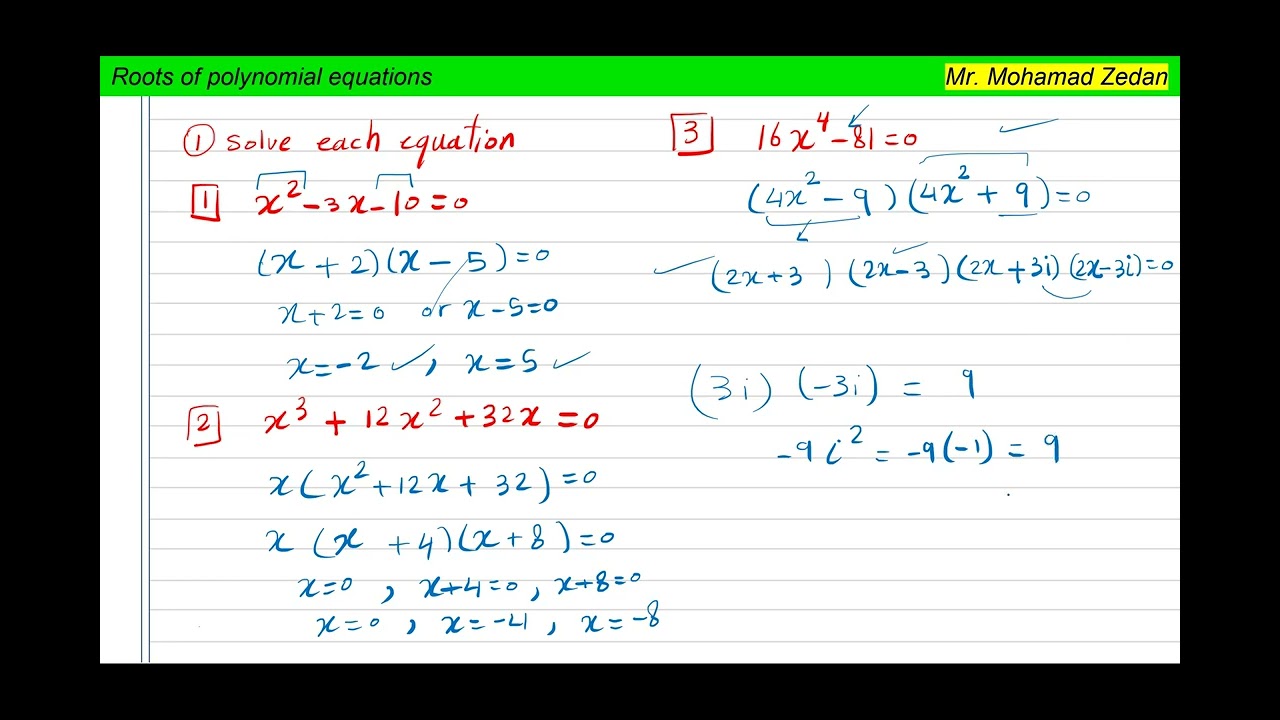 Roots of Polynomial Equations, online class