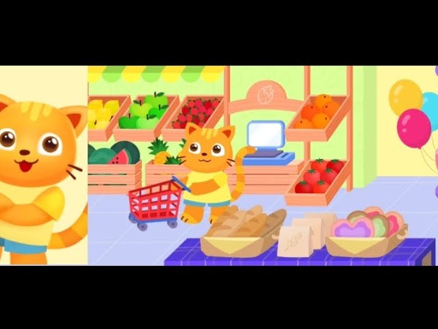 Jogo Infantil do Gatinho no Supermercado  Joguinho das Frutinhas Kids  Games do Mercadinho Baby 