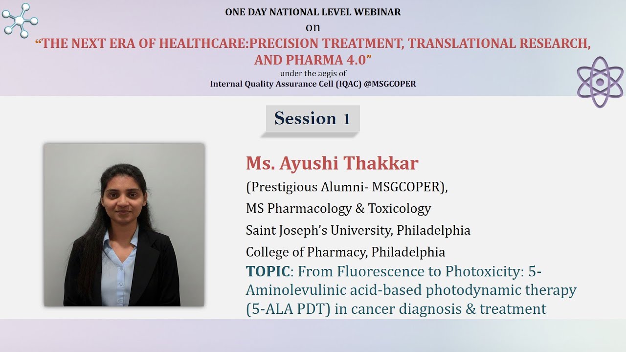 Session I: From Fluorescence to Photoxicity: 5-ALA PDT in cancer diagnosis & treatment