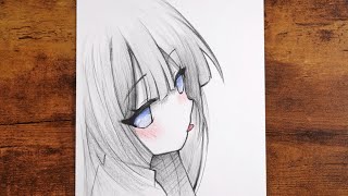 Cute Anime Girl Drawing ✨ Easy Pencil Sketch Tutorial