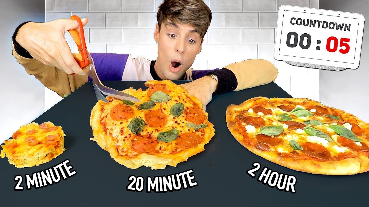 i made a 2-MINUTE vs. 20-MINUTE vs. 2-HOUR pizza recipe | Raphael Gomes