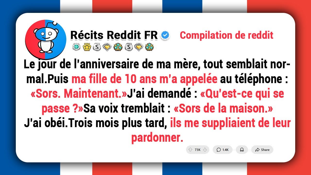 À l’ANNIVERSAIRE de ma MERE, j’ai reçu un appel de ma FILLE. Elle a dit : « Sors de la maison ! »