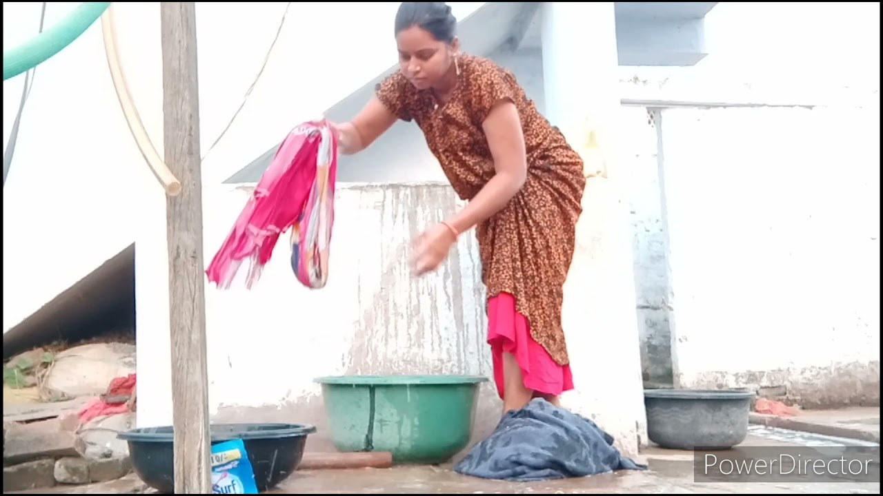 👐Blanket👣Bedsheet Washing in Desi Village Style🌹Kambal Washing By Feet 👣