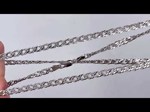 Срібний ланцюжок родований Ромбік округлений 6Р75РодЦк ширина 4 мм довжина 50, видео 1