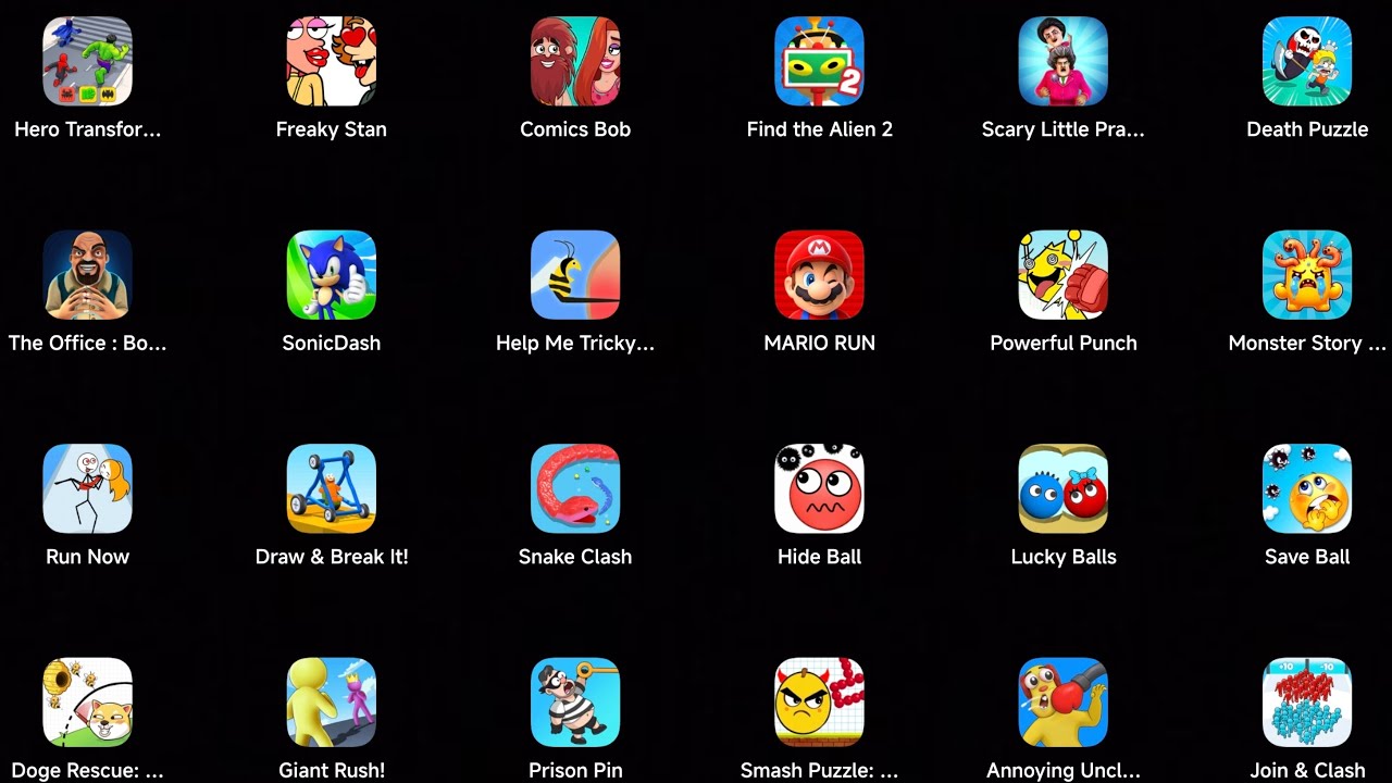 Freaky Stan, Powerful Punch, Death Puzzle, Comics Bob, Help Me Tricky, Find The Alien, MISMAX GAMING