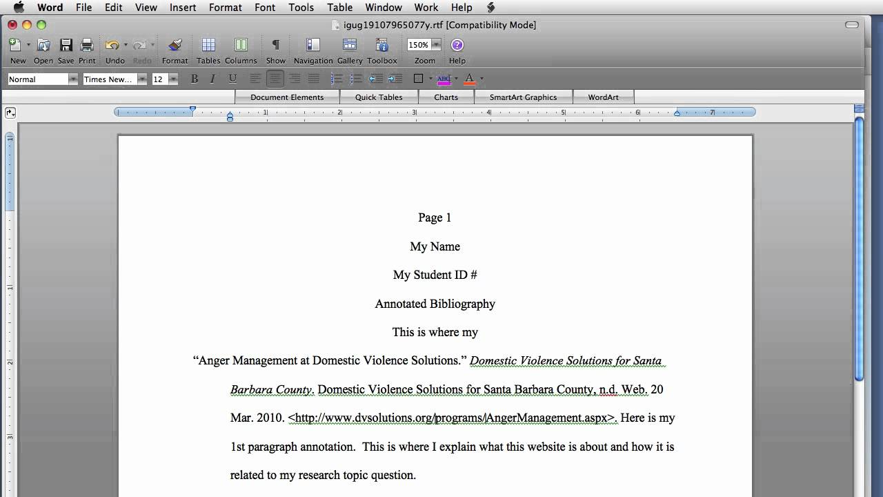 Proper apa format for an annotated bibliography