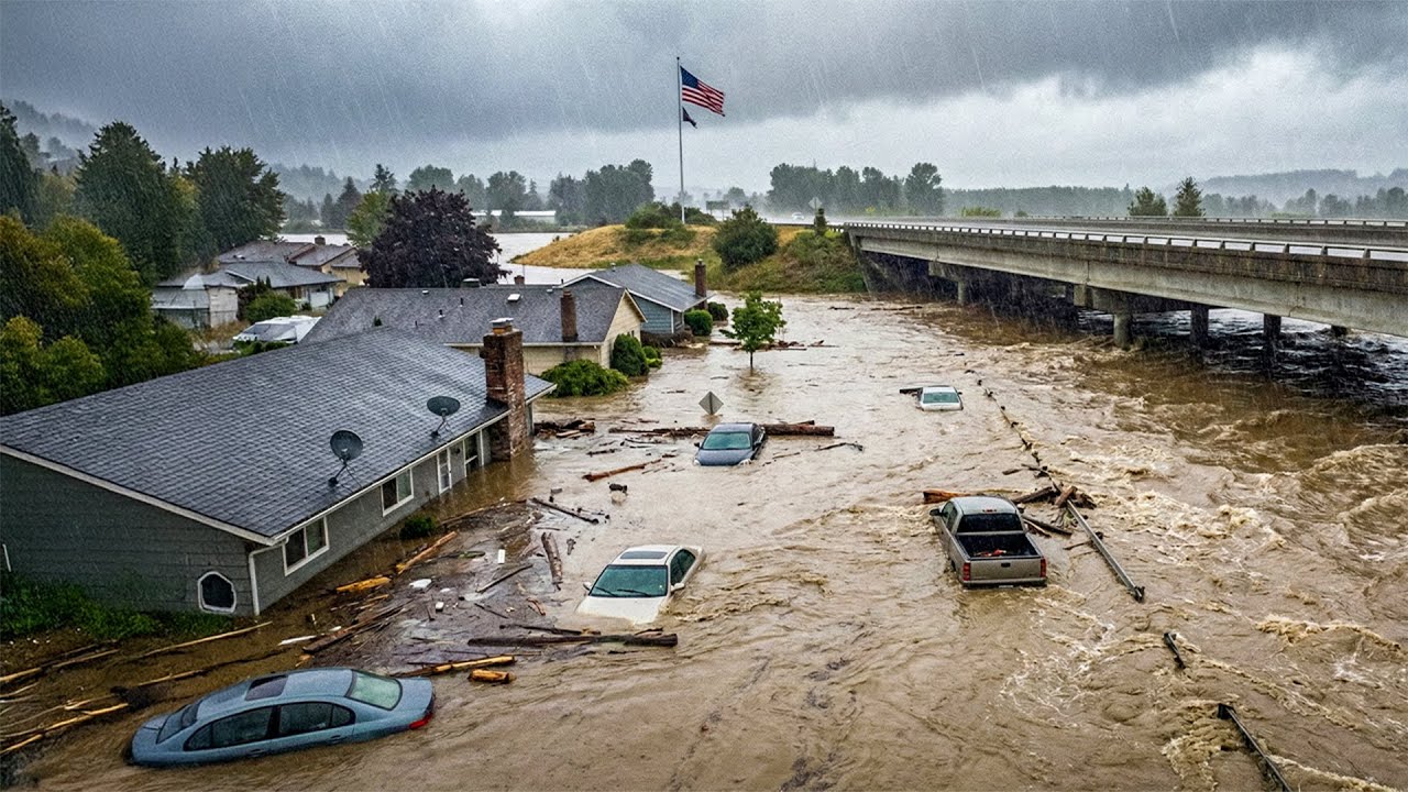 В штате Вашингтон объявлено чрезвычайное положение в связи с наводнением — вышедшие из берегов ре...