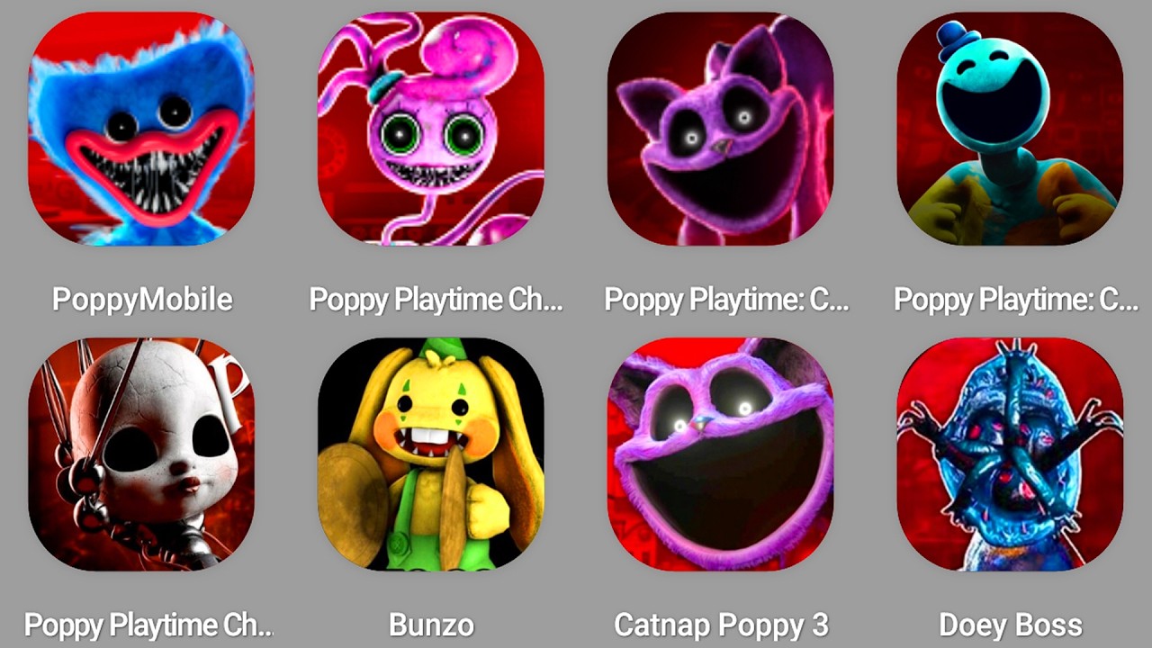 POPPY PLAYTIME ALL 1-2-3-4 - All BOSSES With HEALTHBARS - YouTube
